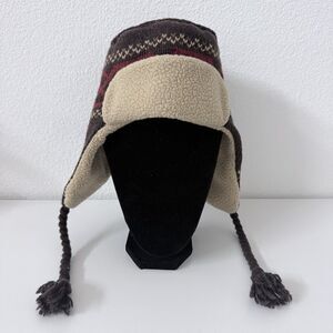REI Wool Blend Nordic Trapper Hat Sherpa Lined Earflap Beanie Gorpcore Fair Isle
